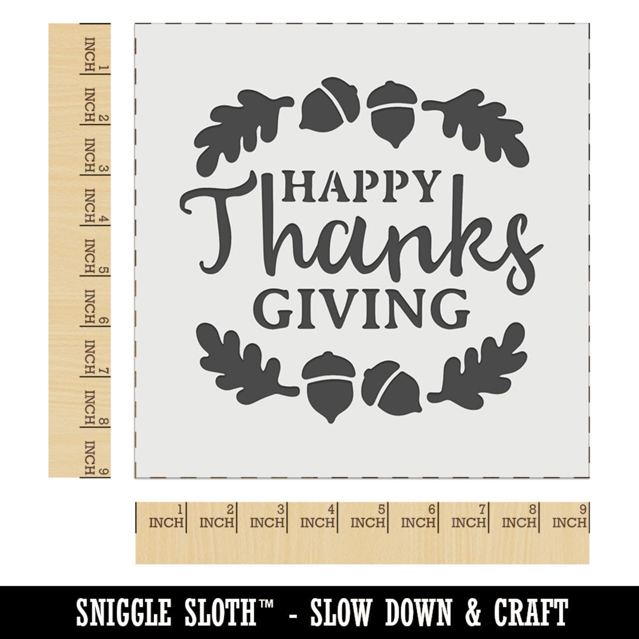 Happy Thanksgiving Oak Leaves Acorns Wall Cookie DIY Craft Reusable Stencil